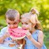 kids eating watermelon