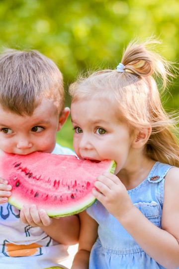 kids eating watermelon